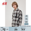 H&M 男装衬衫2024夏季宽松版型潮流时尚休闲拉链衬衫1207007 棕色/格纹 165/84