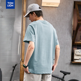 唐狮夏季男左胸小细节圆领短袖T恤WP 宁静蓝 XL