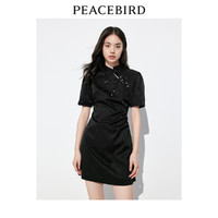 PEACEBIRD 太平鸟 女装新中式连衣裙新款国风盘扣短裙A1FAD2E11