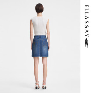 歌力思（ELLASSAY）2024夏季通勤百搭甜酷有型包臀牛仔短裙女EWW352N01300 秘鲁蓝 XS