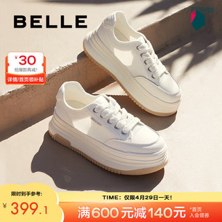 BeLLE 百丽 网面透气小白鞋板鞋女商场同款奶糕厚底休闲鞋Z7G1DCM3预售 蜂蜜牛乳-网面B1175 37