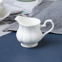 LICHEN 纯白色陶瓷咖啡具广口杯英式风格带纯白陶瓷咖啡勺 奶杯160毫升