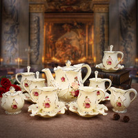 M.C.Artist 美瓷工坊 英伦玫瑰欧式宫廷陶瓷咖啡具套装 英式下午茶具红茶花茶杯碟 2025 标配21头（无托盘）