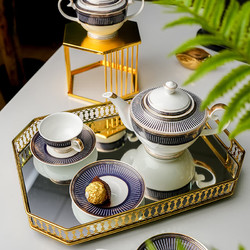 华光茶具咖啡具套装高端骨瓷整套 家用下午茶具套装蓝廷 蓝廷 9头茶咖具礼盒装