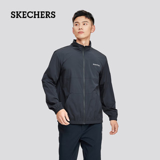 SKECHERS 斯凯奇 男子户外跑步防风保暖休闲运动弹力外套拉链开衫夹克