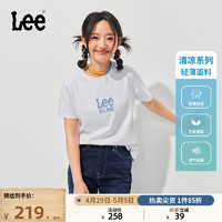 Lee 24春夏新品标准版圆领印花Logo索罗娜凉感轻薄女短袖T恤休闲潮