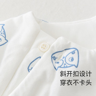 童泰秋冬0-3个月新生儿婴儿宝宝棉衣居家夹棉半背衣2件装 蓝色 59cm