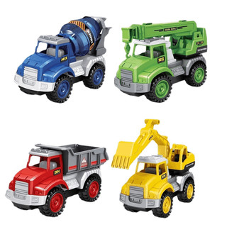古仕龙儿童玩具车卡头袋四只装惯性消防车工程车套装儿童六一小 快递车-4件套