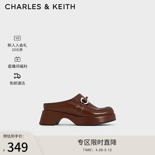 CHARLES & KEITH CHARLES&KEITH24春季甜酷穆勒拖包头厚底拖鞋女CK1-70580219 Dark Brown深棕色 37