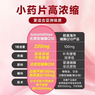 SUSUMOTOYA 备孕日本进口还原型辅酶Q10泛醇卵巢调理女性助排卵复配白藜芦醇高含量200mg*60粒