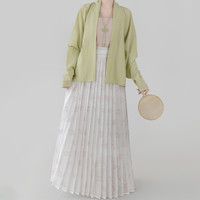 汉青月原创汉服女【待起名】 宋制飞机袖一片式百褶裙日常春夏款