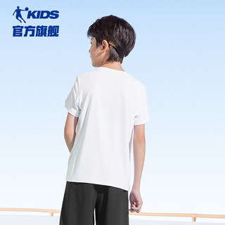 乔丹QIAODAN童装男童速干短袖t恤儿童2024夏季冰感大童运动上衣薄 白色 120cm