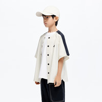 little MO&Co.速干 little moco童装24夏装男童亲子装圆领衬衫外套短袖衬衣 砂杏色 150/72