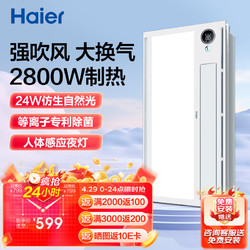 Haier 海爾 風暖浴霸暖風照明排氣一體衛生間暖風機浴室集成吊頂雙電機HD28R