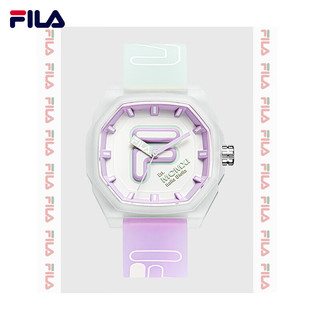 FILA 斐乐 果冻硅胶手表女手表复古透明渐变小方表 FLM38-6489-002