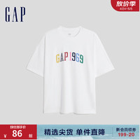 Gap 盖璞 男装夏季纯棉LOGO短袖T恤602975落肩上衣 白色 185/108A(XL)