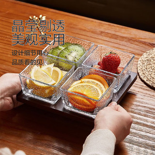 惠寻 京东自有品牌 北欧ins风玻璃碗水果沙拉碗家用吃饭小碗辅食碗套装 玻璃小方碗四个