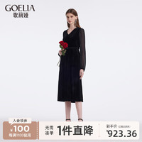 GLORIA 歌莉娅 丝绒拼接真丝乔其连衣裙  1C1L4K630 00B黑色 XXS