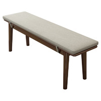 纳仕德 WSA0023实木长条凳客厅现代简约床尾凳换鞋凳 胡桃色带坐垫1.2米