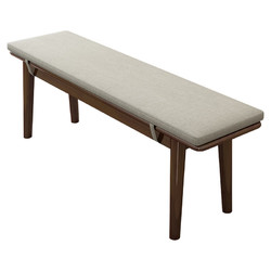 納仕德 WSA0023實木長條凳客廳現代簡約床尾凳換鞋凳 胡桃色帶坐墊1.2米