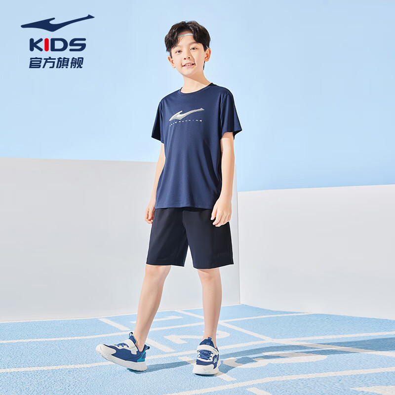 童装短袖男童t恤儿童夏季新款舒适透气儿童短袖 蓝黑色 120cm
