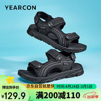 YEARCON 意尔康 凉鞋男士运动外穿沙滩鞋凉鞋户外开车两用鞋 96585W 黑色 39