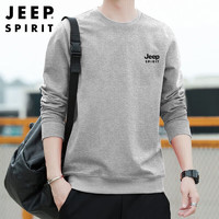 JEEP SPIRIT 吉普卫衣男春秋季圆领男士长袖t恤打底衫男装 灰色 2XL