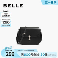 BeLLE 百丽 包包女马鞍包质感高级感通勤小包单肩包黑色斜挎包X6861DX3