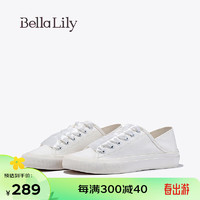 Bella Lily2024春季可踩后跟帆布鞋女温柔轻便小白鞋休闲板鞋 白色 35