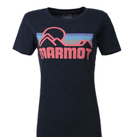 Marmot 土拨鼠 t恤透气春夏户外运动圆领户外运动短袖女款夏季T恤 暗蓝 XS