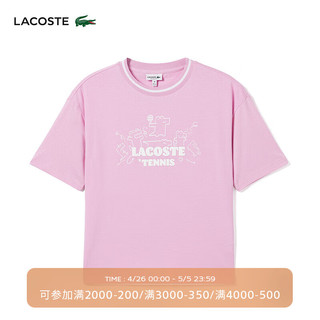 LACOSTE法国鳄鱼童装24夏季趣味百搭短袖T恤TJ7659 IU9/粉色 14A