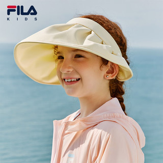 FILA【抗紫外线UPF50+】斐乐儿童帽子2024夏季女小童空顶帽防晒帽 麦粒暖白-BG M