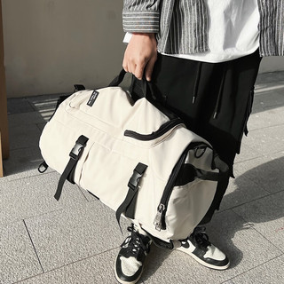 威纳登 旅行包男大容量手提运动包短途出差背包行李包电脑包书包 白色