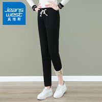 百亿补贴：JEANSWEST 真维斯 加绒运动裤女冬季休闲裤小脚女裤仿羊羔绒裤子外穿棉裤秋冬