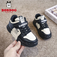 百亿补贴：BoBDoG 巴布豆 童鞋男童鞋2023新款春秋季皮面儿童运动鞋中大童耐磨板鞋女