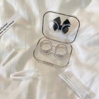欧贝奇免拧盖盒子/一体式透明高级感防漏隐形眼镜护理盒可爱蝴蝶结 1个蝴蝶结免拧盖（黑）