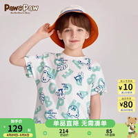 PawinPaw卡通小熊童装24年夏男女童满印短袖T恤休闲可爱 Green绿色/40 110
