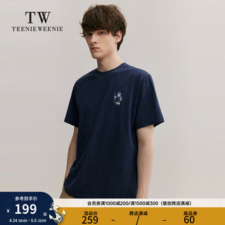 Teenie Weenie Men小熊男装T恤男2024夏季休闲圆领宽松白色短袖衫 藏青色 180/XL