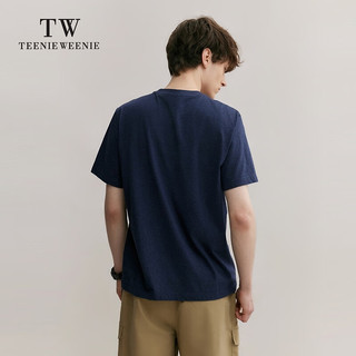 Teenie Weenie Men小熊男装T恤男2024夏季休闲圆领宽松白色短袖衫 藏青色 180/XL