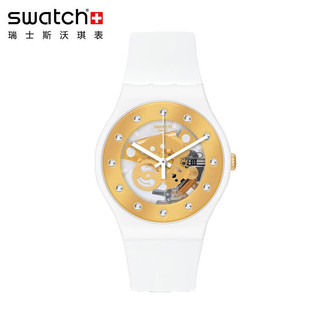 swatch 斯沃琪 瑞士手表 原创系列 圣诞金魅学生简约情侣 石英男女表 SUOZ148