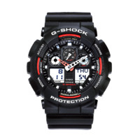 CASIO 卡西欧 G-SHOCK红黑双显多功能时尚运动防震防水运动手表男GA-100-1A2