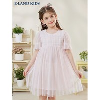 E-LAND KIDS 衣恋童装夏季女童甜美公主拼接短袖连衣裙