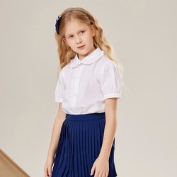 E-LAND KIDS 衣恋童装年夏季新品女童时尚甜美可爱花边短袖衬衫