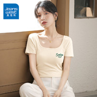 JEANSWEST 真维斯 t恤女夏季短袖新款女装紧身显瘦休闲上衣服小个子辣妹半袖打底衫