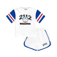 哆啦A梦 2023年夏季新款女童运动套装日系棒球服T恤短裤宽松两件套潮