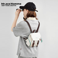 Mr.ace Homme航海系列 百搭高颜值小众背包女复古迷你双肩包书包 云朵白 云朵白+航海挂件