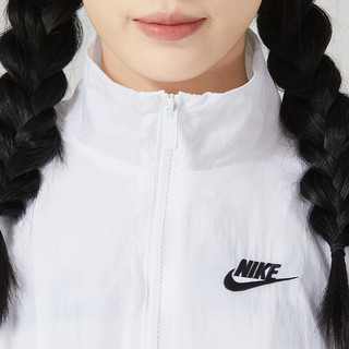 耐克（NIKE）夹克女装 2024夏季休闲运动跑步训练立领梭织宽松外套 白色/梭织防风外套 S(155/80A)