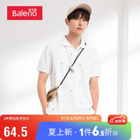 Baleno 班尼路 polo衫男潮牌ins印花翻领男 W98白色 XL