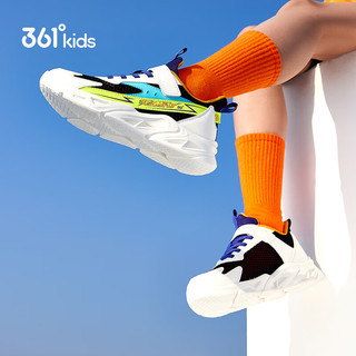 361°【风速】童鞋男女童儿童跑鞋2024年夏季网面透气中大童运动鞋 碳黑/羽毛白/荧光嫩绿 39码