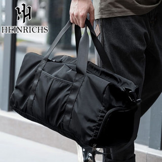 HEINRICHS运动包男背包手提旅行包大容量行李袋轻便折叠收纳包 黑色（干湿分离加大号）